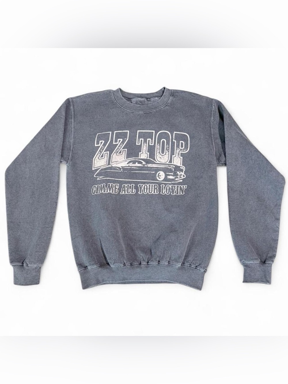 S ZZ Top "Gimme All Your Lovin'" Grey Graphic Vintage Style Crewneck Sweatshirt